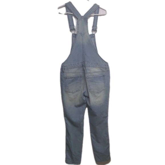 LEI Overall Denim Y2K Juniors Medium Light Wash Faded Laps Overall Blue M VTG - Picture 2 of 13